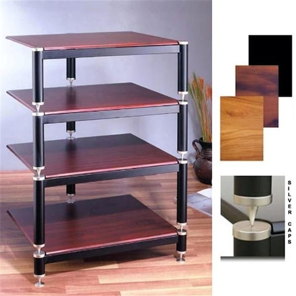 Vti Manufacturing VTI Manufacturing BL304SC 3 Silver Capspike Black Poles 4 Cherry Shelves AV Stand BL304SC - main